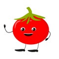 Cute happy tomato characters. Vector flat illustration isolated on white background. Doodle character cartoon tomato. Royalty Free Stock Photo