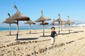 Cute boy playing in sand on beach on Mallorca Royalty Free Stock Photo