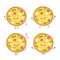 Cute happy vegetarian pizza character