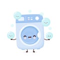 Cute happy washing machine juggle foam bubble