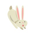 Cute Happy White Easter Bunny, Adorable Rabbit Cartoon Character Vector Illustration Royalty Free Stock Photo