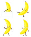 Cute happy yellow banana character set