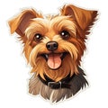 Happy Yorkshire Terrier Head Sticker - Cute Cartoon Style