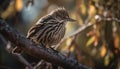 A cute hawk perching on a branch, looking at the forest generated by AI