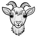 Cute Head Anatomy Goat Cartoon Coloring Page Isolated for Kids