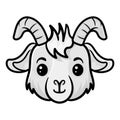 Cute Head Anatomy Goat Cartoon Coloring Page Isolated for Kids