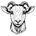 Cute Head Anatomy Goat Cartoon Coloring Page Isolated for Kids