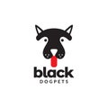 Cute head black dog with tongue logo design vector graphic symbol icon illustration creative idea Royalty Free Stock Photo