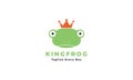 Cute head frog amphibians with crown king icon logo design