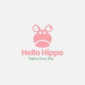 Cute Head Hippo or hippopotamus logo design