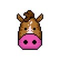 Cute head horse pixel art design isolated