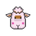 Cute head sheep pixel art design isolated