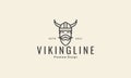 cute head viking line logo symbol icon vector graphic design illustration