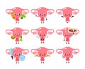 Cute healthy happy women uterus organ