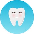 Cute healthy shiny cartoon tooth character, childrens dentistry concept vector Illustration icon