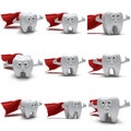 Cute healthy superhero tooth with hands shows thumbs up Royalty Free Stock Photo