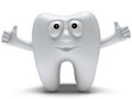 Cute healthy tooth with hands shows thumbs up Royalty Free Stock Photo
