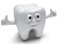 Cute healthy tooth with hands shows thumbs up