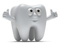 Cute healthy tooth with hands shows thumbs up Royalty Free Stock Photo