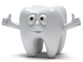 Cute healthy tooth with hands shows thumbs up Royalty Free Stock Photo