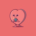 Cute Heart Character with a bomb in his hand\'s vector illustration.