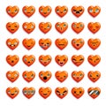 Cute heart chat emoticon smiley emoji icons set isolated 3d realistic cartoon decoration design vector illustration Royalty Free Stock Photo