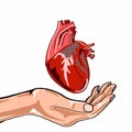 Cute heartand hand illustration white background