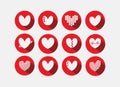 cute Heart icon set in red circle - love logo icon sign set - Heart icon vector, Love Hearts, Heart icon vector isolated on white Royalty Free Stock Photo