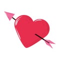Cute heart pierced arrow lovely cartoon decoration icon Royalty Free Stock Photo