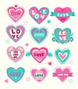 Cute heart shape labels set.