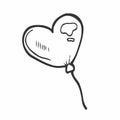 Cute heart shaped balloon isolated on white background. Vector hand-drawn illustration in doodle style. Perfect for Valentines day Royalty Free Stock Photo
