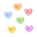 Cute heart shaped candies with writings Royalty Free Stock Photo