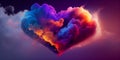 Cute heart-shaped multicolored clouds in the background of Valentines Day scene