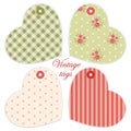 Cute hearts as retro fabric applique in shabby chic style