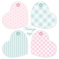 Cute hearts as retro fabric applique in shabby chic style