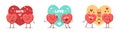 Cute hearts couples. Funny cartoon love characters. Romantic holiday symbols. Lovers date. Flirting and infatuation Royalty Free Stock Photo