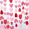 Cute hearts hang in the sky valentines day concept background.