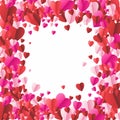 Realistic hearts frame design vector. Valentines decorative template design.