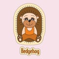 Cute hedgehog, cartoon, prickly animal