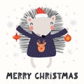 Cute hedgehog Christmas card
