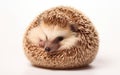 A Cute Hedgehog Curled Up in a Ball Isolated on White -Generative Ai