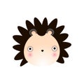 Cute Hedgehog Face, Baby Animal Head Vector Illustration