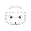 Cute hedgehog face, forest animals head of simple circle shape