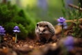 A cute hedgehog, garden exploring and sniffing. Generative AI
