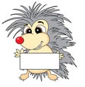 Cute hedgehog holding a blank sign Royalty Free Stock Photo