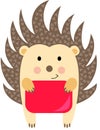 Cute hedgehog holding a red sign Royalty Free Stock Photo