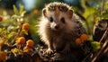 Cute hedgehog looking at you in the green grass generated by AI Royalty Free Stock Photo