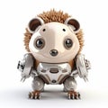 Cute hedgehog robot, robotic animal isolated over white background. Created with generative Ai Royalty Free Stock Photo