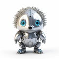 Cute hedgehog robot, robotic animal isolated over white background. Created with generative Ai Royalty Free Stock Photo