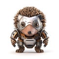 Cute hedgehog robot, robotic animal isolated over white background. Created with generative Ai Royalty Free Stock Photo